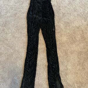 PrettyLittleThing Black Swirl Pattern Flare Pants